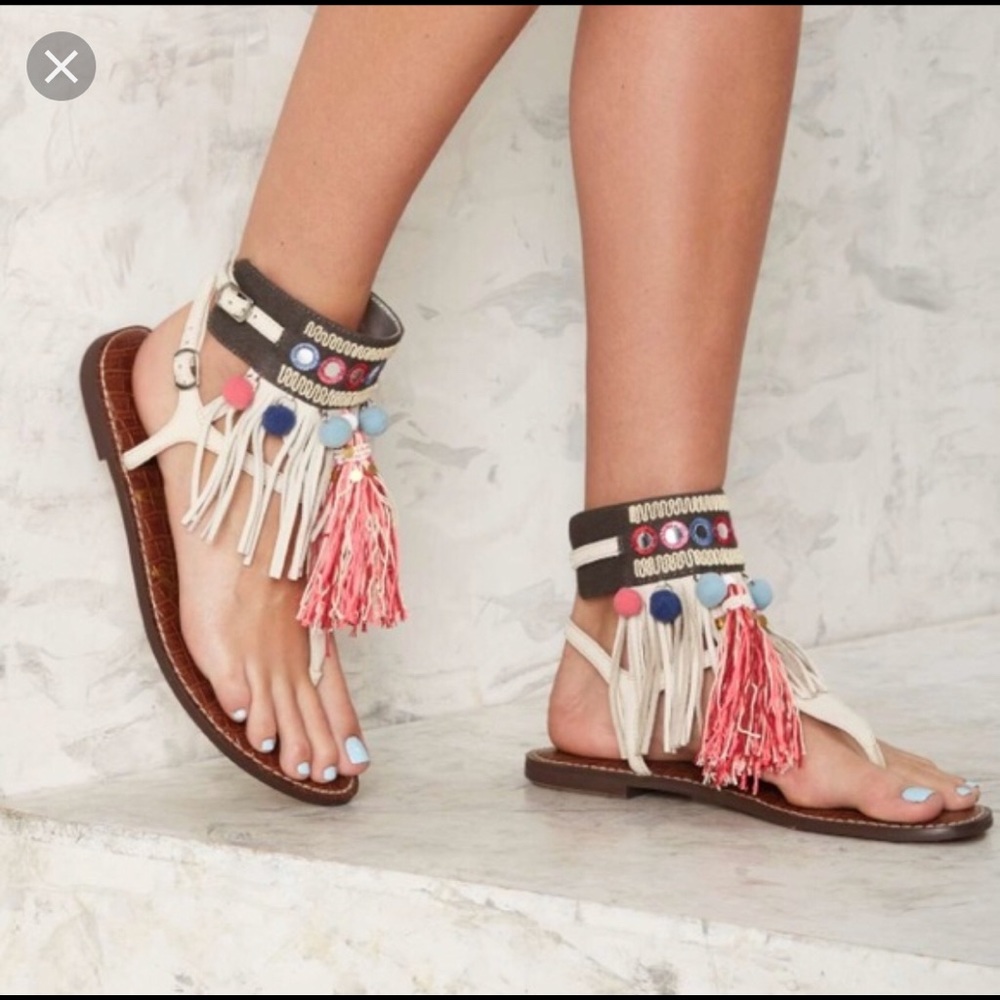 Sam Edelman Leather Tassel Sandals— Like New